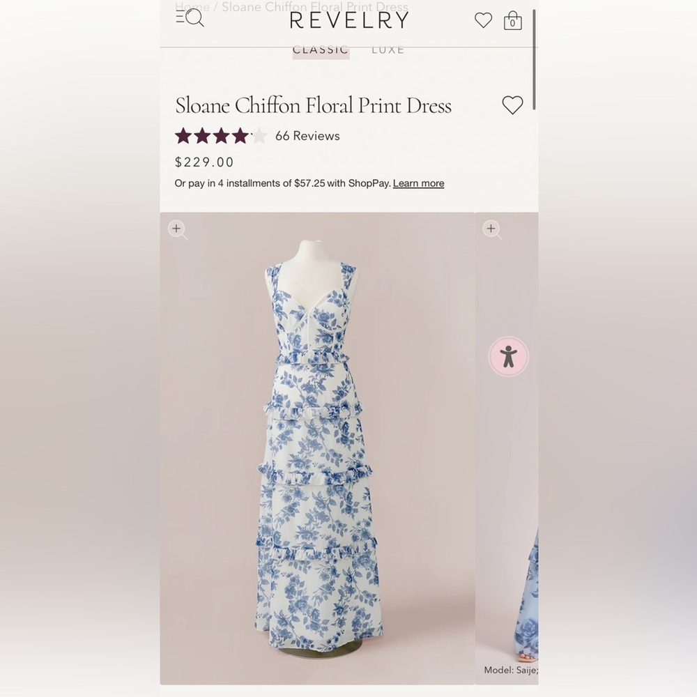 Revelry white and blue floral black tie appropriate dress 
Worn once 
Size 8
